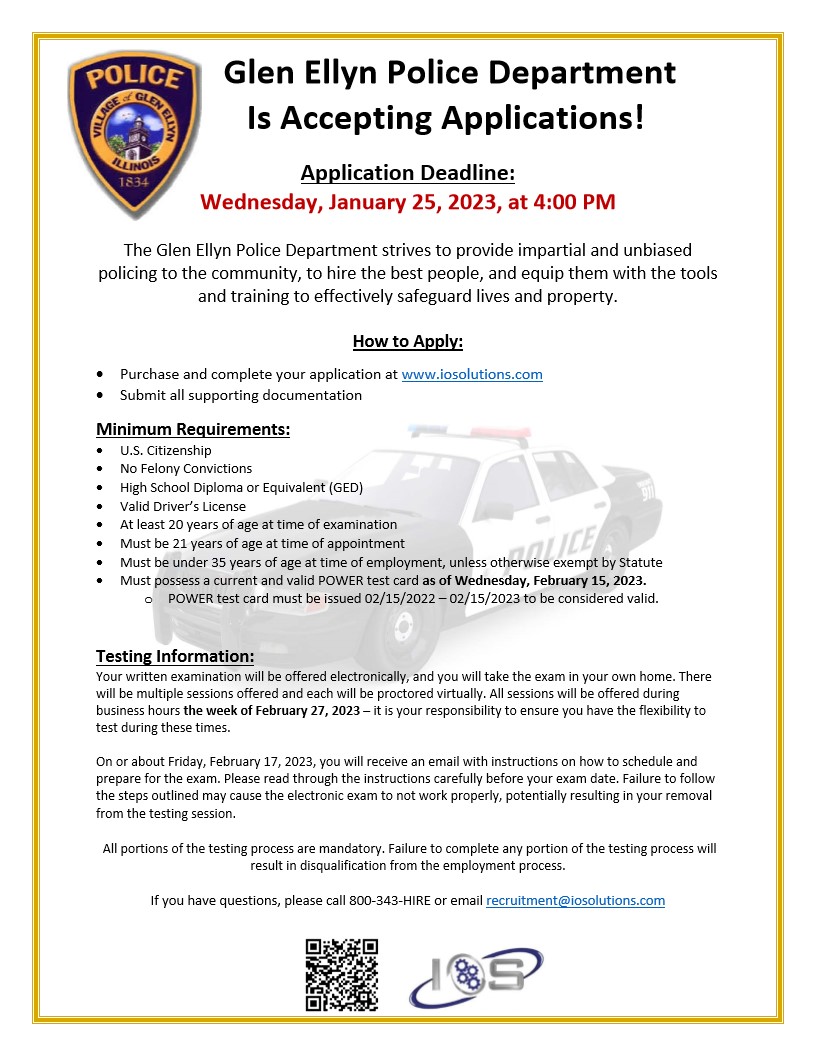 Glen Ellyn Police Department is hiring