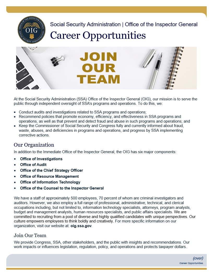 Career Opportunities - SSA OIG-DEC21